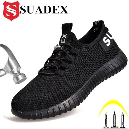 SUADEX Safety Shoes Men Women Steel Toe Cap Footwears Breathable Mesh Puncture Proof Construction Work Seakers Non-Slip Boots