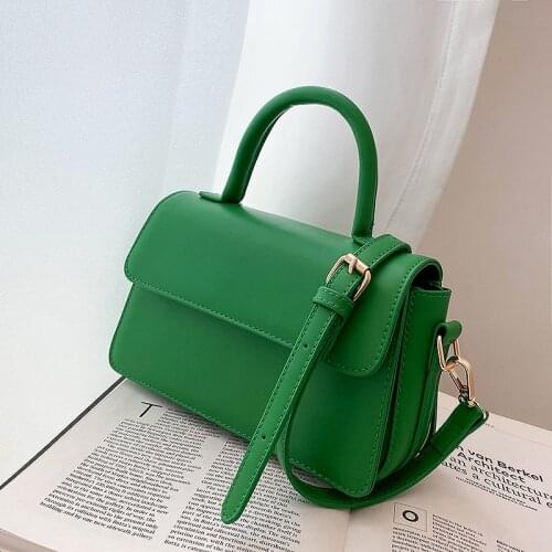 2021 Spring and Summer Green PU Leather Chain Design Crossbody Bags Women Small Chain Handbag Small Bag Hand Bag Ladies Designer