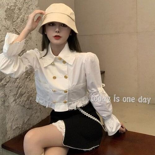 Women Shirt Blouse Retro White Shirt Womens Autumn Long Sleeve Shirt Coat Short Top Blusas Ropa De Mujer
