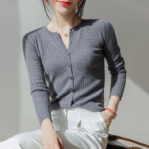 Spring Newly Elasticity Women Cardigans 2021 Fashion Slim Ladies O-Neck Solid Knitted Sweater Long Sleeve Buttons Jacket Autumn