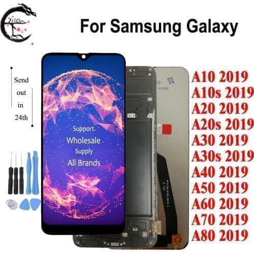 LCD For SAMSUNG Galaxy A80 A70 A60 A50 A40 A30 A20 A10 2019 Display + Frame A10s A20s A30s LCD Screen Touch Digitizer Assembly