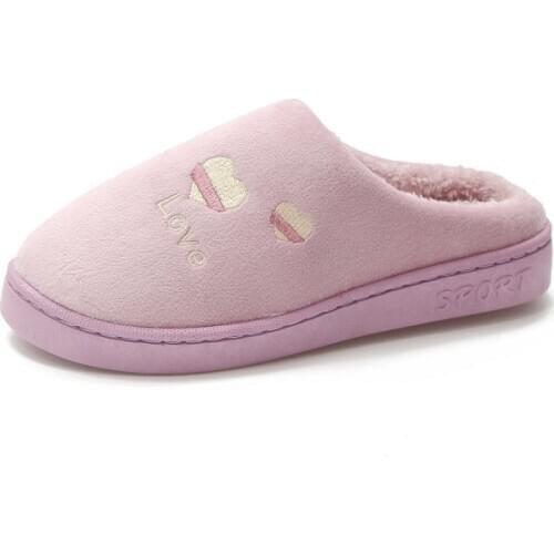 Women Winter Warm Home Slippers Cute Heart-Shaped Men Women Couple Cotton Slippers Plush Indoor Adult Ladies Slippers Bedroom