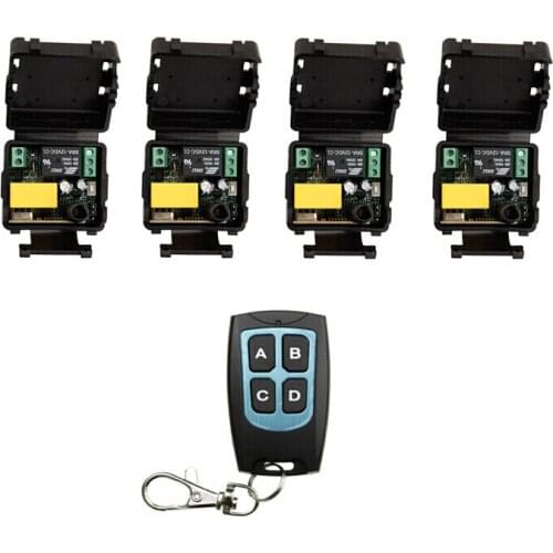 AC 220 V 1 channel RF mini Wireless Remote Control 4 piece Receiver & 1 piece transmitter home intelligent power system