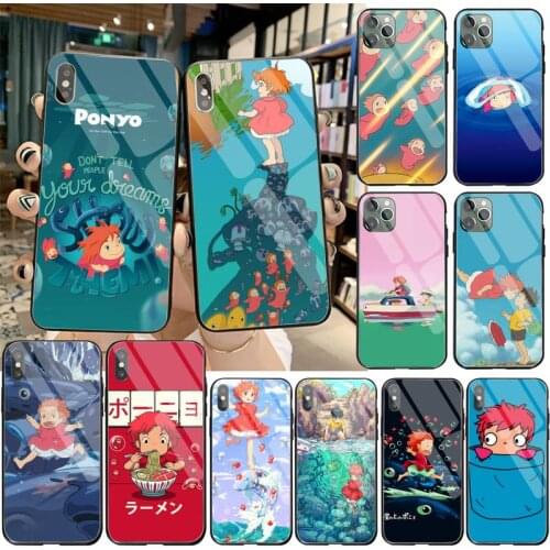 HUAGETOP Krajews Ponyo Studio Ghibli Anime Phone Case Tempered Glass For iPhone 11 Pro XR XS MAX 8 X 7 6S 6 Plus SE 2020 case
