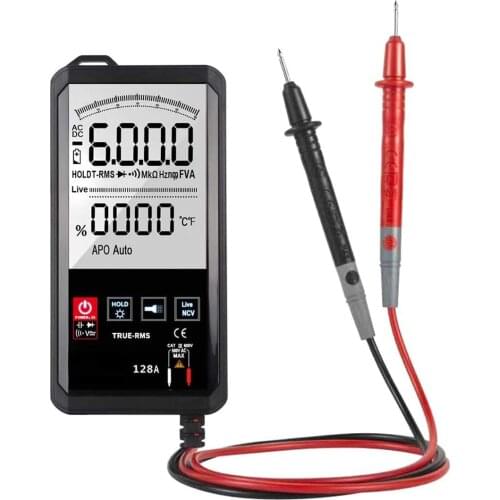 Digital Multimeter LCD-touchscreen Automatic 6000-Counts True-RMS Voltage Frequency Capacitance Diode NCV Tester