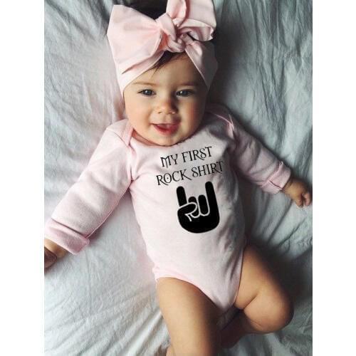 Baby Body Rock My First Rock Shirt Baby Long SleeveBaby Bodysuit Cute Baby Boy Clothes Jumpsuit Infant Outfit