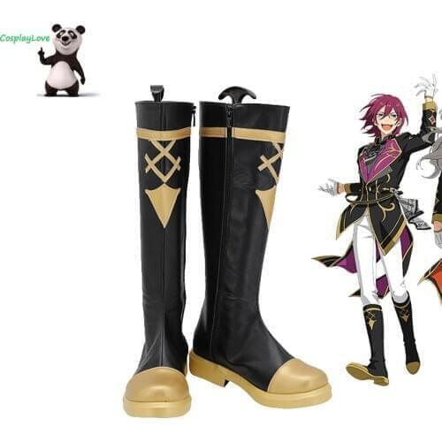 Ensemble Stars SAEGUSA IBARA Sazanami Jun Black Gold Shoes Cosplay Long Boots Newest Custom Made For Halloween CosplayLove