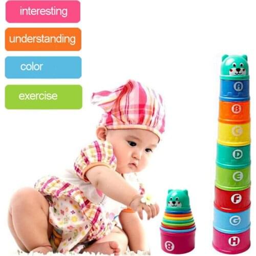 Baby Stacking Cup Funny Toys Color Rainbow Stacking Ring Tower Toys Early Educational Intelligence Toy Children Birthday Gift