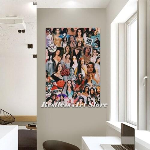 Lana Del Rey Collage Painting Wall Art Framed Wooden Canvas For Living Room Home Bedroom Study Dorm Frame Decoration Prints