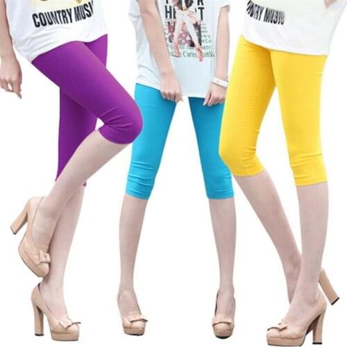 Ice Silk Short Leggings Women Summer Ultra Thin Pants Leggings Elastic Slim Short Capris Girl Basic Bodycon Under Jeggings