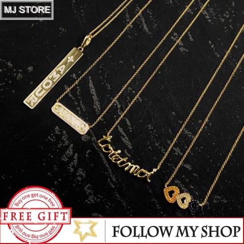 MEIJI New S925 Colorful Love Necklace Female Letter Necklace Golden Fun Clavicle Chain For Girlfriend Luxury Gift Sweater Chain