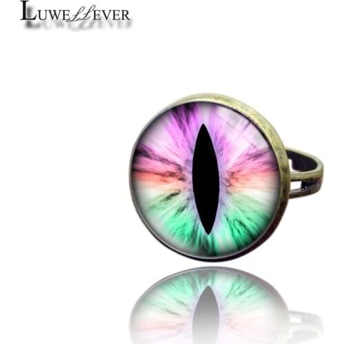 New 3442 All Seeing Eye Fashion Adjustable Bronze Ring 30mm Round Glass Rings Charm Jewelry For Unisex Teenagers Gift