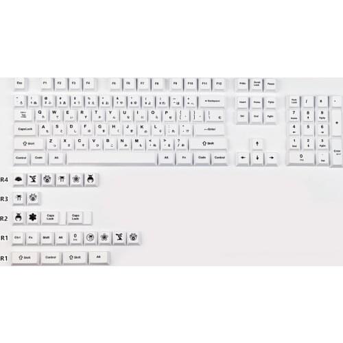 129 keys minimalist white Japanese version PBT thermal sublimation cherry height key cap 980/96/84/100/61