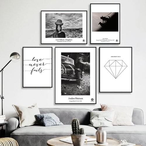 Fashion Retro Style Black White Photo Vintage Car Street Art Canvas Painting Retro Vogue Girl Print Poster Pictures Home Decor