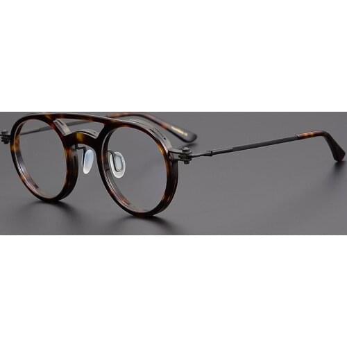 Japanese Handmade Glasses Frame Classic Round Titanium Acetate Eyeglasses for Mens Womens Retro Prescription Optical Eyewear
