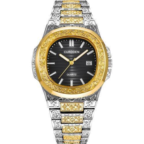 Hot Luxury Brand Watches Mens Alloy Band Creative Design Carved Antique Date Gifts Quartz Wrist Watch Montres de Marque de Luxe