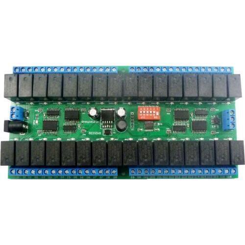 R421C32 DC12V 32 Channels Modbus RTU RS485 Bus Relay Module UART Serial Port Board for PLC LED Home Automation Door Lock