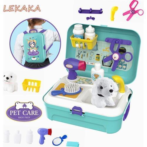 2019 Kids Birthday Xmas Gifts Simulation Backpack Juguete Plush Pet Dog Beauty Toys Pretend Play for Boys Girls Storage Box