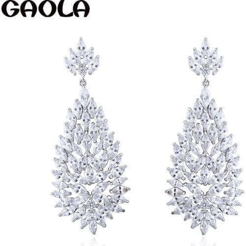 GAOLA Horse Eye Clear Zirconia Dangle Earrings Handmade Jewelry Wedding Earrings Long Earrings Women Accessories GLE6569