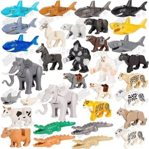 Animal Series Dinosaur Dragon Whale shark Gorilla Wolf Horse Bear Giraffe Figures Building Blocks Toys for Children Gifts