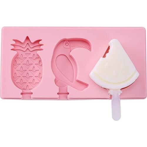 3 Cell Silicone Ice Cream Mold Popsicle Molds DIY Homemade Dessert Freezer Fruit Juice Ice Pop Maker Mould with Sticks