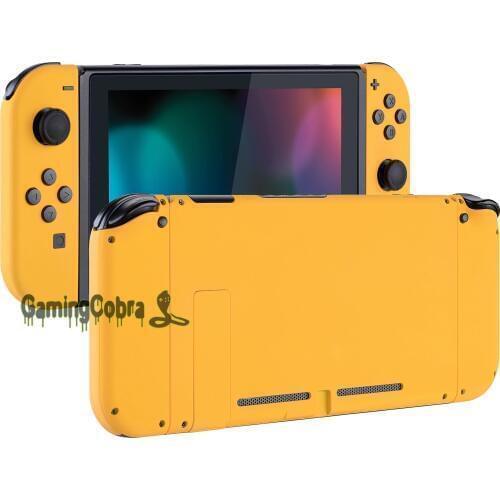 Soft Touch Grip Caution Yellow Back Plate w/ Controller Shell w/ Full Set Buttons for Nintendo Switch Handheld Console & Joy-con