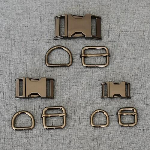 20 Sets 15mm/20mm/25mm Webbing Metal Hardware D Ring Adjuster Belt Strap Slider Release Buckle For Dog Collar DIY Accessory