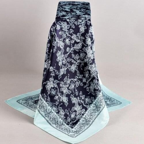 Fal/Win 2020 new Elegant sketch Satin square Hairband hijab cool shawl ladies foulard femme headband hair bufanda mujer shawl