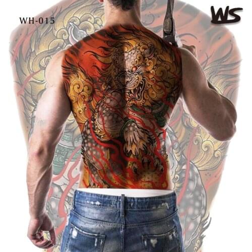 Waterproof temporary tattoos full back large body art tattoo stickers dragon lion king sexy tattoo for men boy tatoo water big