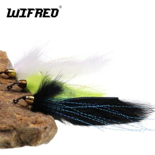 Wifreo 3pcs 90° Jig Hook Cone Copper Bead Head Pike Bass Streamer Fly Trout Fishing Flies 1/0 Aberdeen Hook Fly Lure