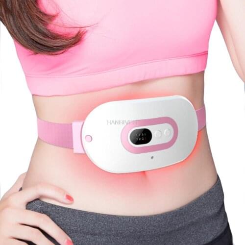 USB Women Warm Uterus Belt Electric Infrared Heating massage Menstruation Period Waist Pad Back Pain Relief Lumbar Support Pink