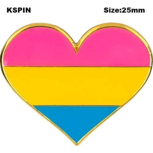 Pansexual pride heart shaped flag lapel pin badge pin Brooch Icons XY0624