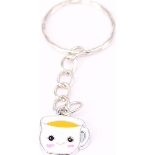 1Pcs Coffee Cup Charm Keychain For Keys Car Key Ring Souvenir Gifts Couple Handbag Jewelry Accessories KC53