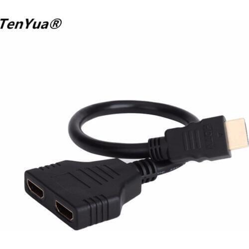1PC HDMI 2 Dual Port Y Splitter 1080P HDMI v1.4 Male to Double Female Adapter Cable 1 In 2 Out HDMI Converter Connect Cable Cord