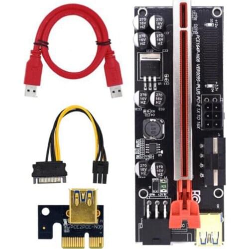 1PCS Upgraded VER009S Plus PCI-E PCIE Riser Card Ver 009S USB 3.0 SATA 15Pin to 6Pin Adapter for BTC Mining Miner