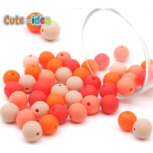 Cute-idea 15mm Silicone Beads 10pcs Food Grade Round Baby Teething Beads DIY Baby Pendant Nursing Necklace Pacifier Chains
