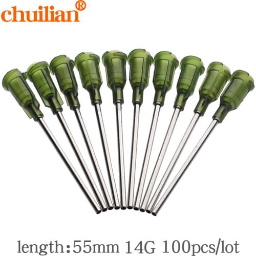 50pcs 14G X 55mm Precision passivated S.S. Dispense Tip with PP Safetylok hub, glue dispenser needles