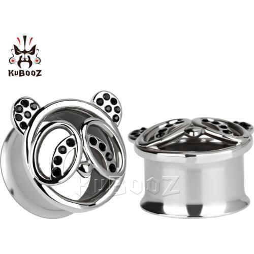 Kubooz piercing double flared cat stainless steel ear piercing body jewelry expander plugs and tunnels pair selling 2pcs lot