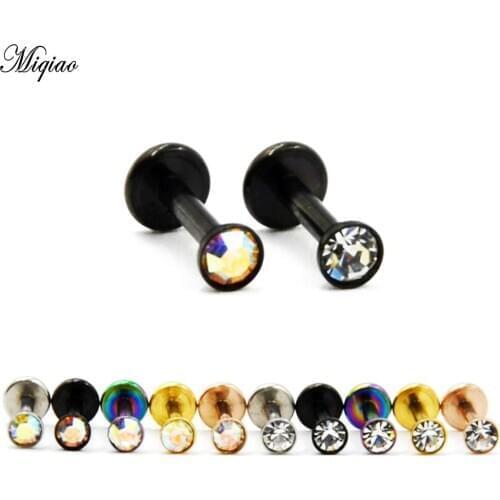 Miqiao 2pcs Electroplating Straight Rod Lip Nail Cartilage Nail Inner Tooth Stainless Steel Small Earring