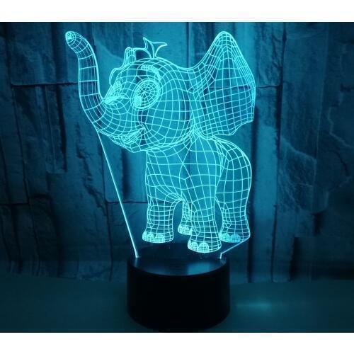 Elephant 3d Lamp Colorful Touch Remote Control 3d Led Visual Desk Lamp Gift Decoration Bedside 3d Table Lamp