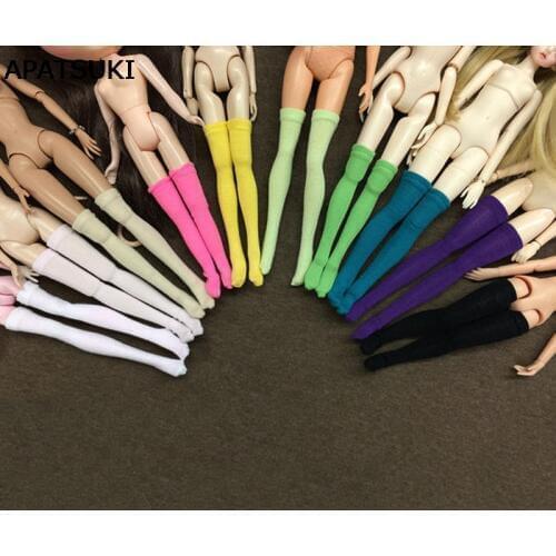 5pairs/lot Pure Color Doll Stockings for Barbie Dolls Elastic Thigh High Stocking Long Sock For Blythe 1:6 Doll Accessories