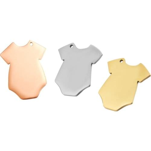 5pcs stainless steel clothes charms can be engraved ID blank tags diy keyChain pendant bag accessories women jewelry making