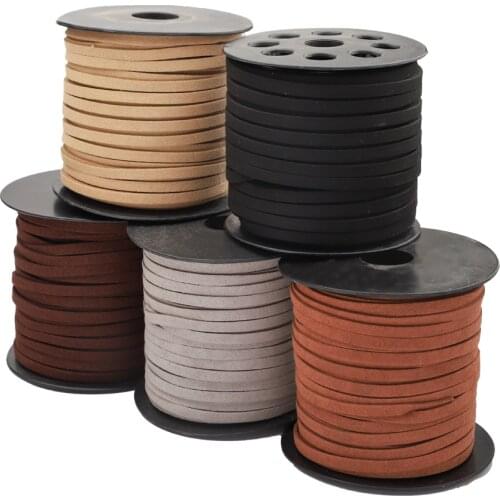 500CM/Lot 5x1.5mm Flat Faux Suede Cord Korean Velvet Leather Thread String Rope For DIY Bracelet Choker Jewelry Making Supplies