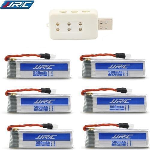 6-in-1 ) 3.7v 500mAh 20c for JJRC H37 E50 E50S T37 ELFIE Drone RC Helicopters Lipo Battery and USB Charger Spares Part