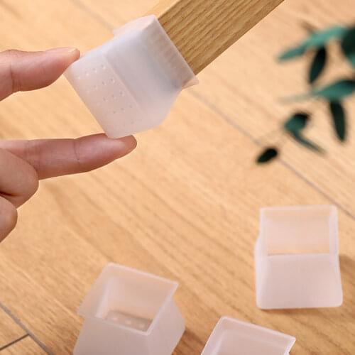8pcs Square Silicone Table Chair Feet Cover Floor Protector Furniture Feet Anti-scratch Protective Pad Anti-slip Chair Leg Caps