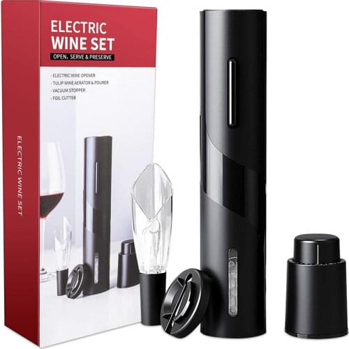 Automatic Red Wine Bottle Opener Set Electric Wine Corkscrew Foil Cutter Vacuum Stopper Wine Aerator Pourer Kitchen Accessories