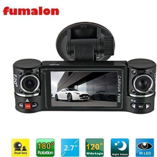 Dual Lens Car Camera Vehicle DVR Dash Cam Two Lens Video Recorder F600