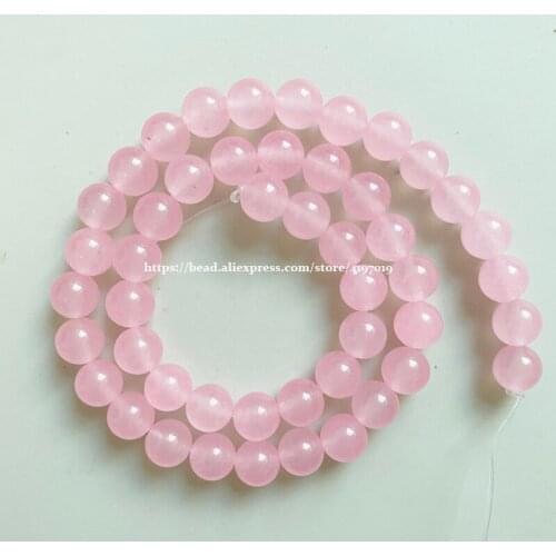 Free Shipping Natural Stone Pink Chalcedony Jades Loose Beads 6 8 10 MM Pick Size for Jewelry Making