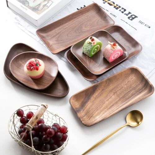 Acacia Wood Saucer Tray Tray Breakfast Walnut Dessert Black Solid Wood Water Teapot Wooden Tray Tray Beech Wood Coffee Tray