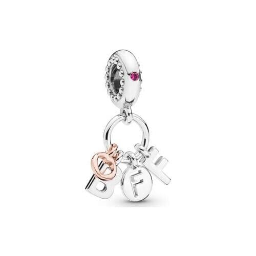 925 Sterling Silver fashion Best Friends Forever Pendant charm beads Fit Original Pandora Charms Bracelet Jewelry making gifts